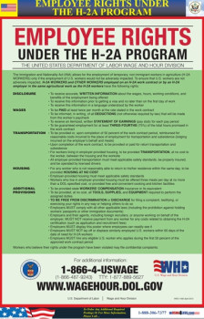 Employee Rights Under the H-2A Program Poster