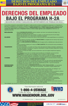 Employee Rights Under the H-2A Program Poster (Spanish)