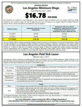 Los Angeles City Minimum Wage and Paid Sick Leave Poster