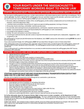 Massachusetts Temporary Worker Right to Know Poster