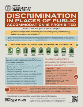 Missouri Discrimination in Places of Public Accommodation Is Prohibited Poster