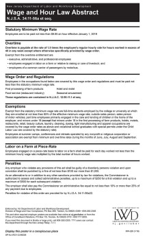 New Jersey Wage Order #1 Poster