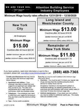 New York Building Service Industry Wage Poster