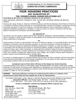 Pennsylvania Fair Housing Poster