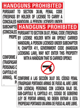 Texas Open Carry Sign Bundle