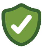 Green shield with checkmark icon